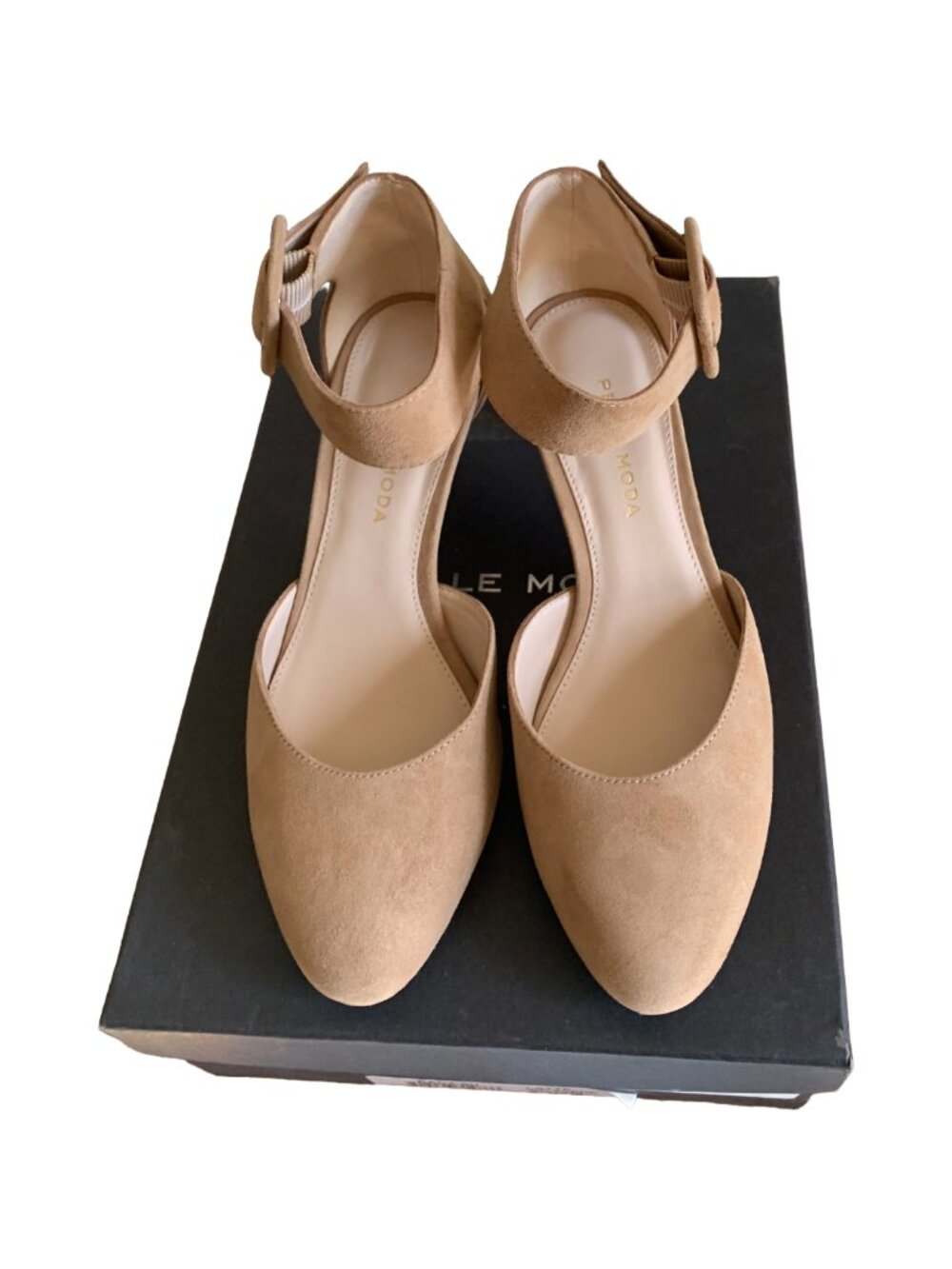 NWT PELLE MODA Latte Light Beige Kady Suede Ankle Strap Pump Sz 5.5 SEE PHOTOS - Picture 6 of 15